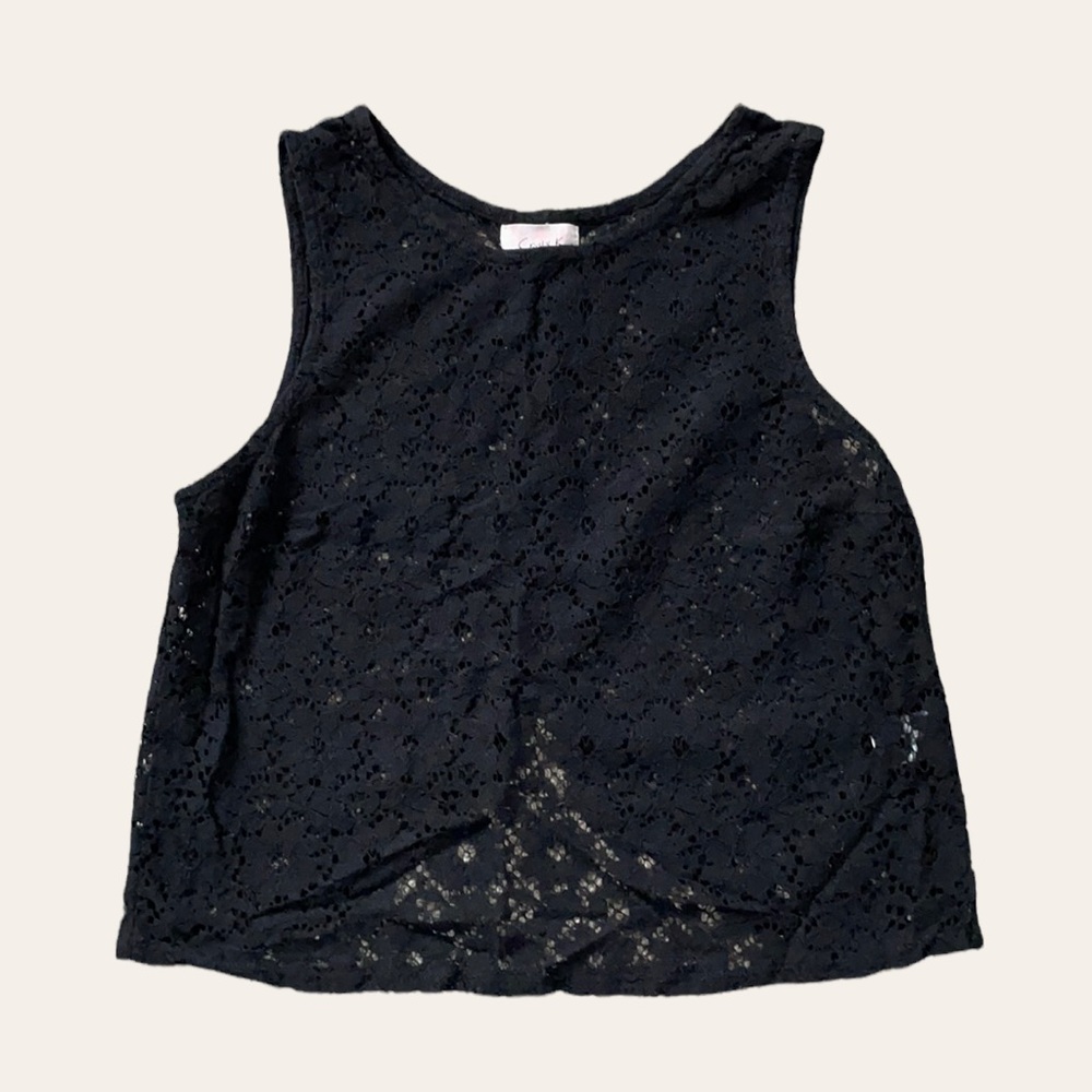 Black floral lace tank